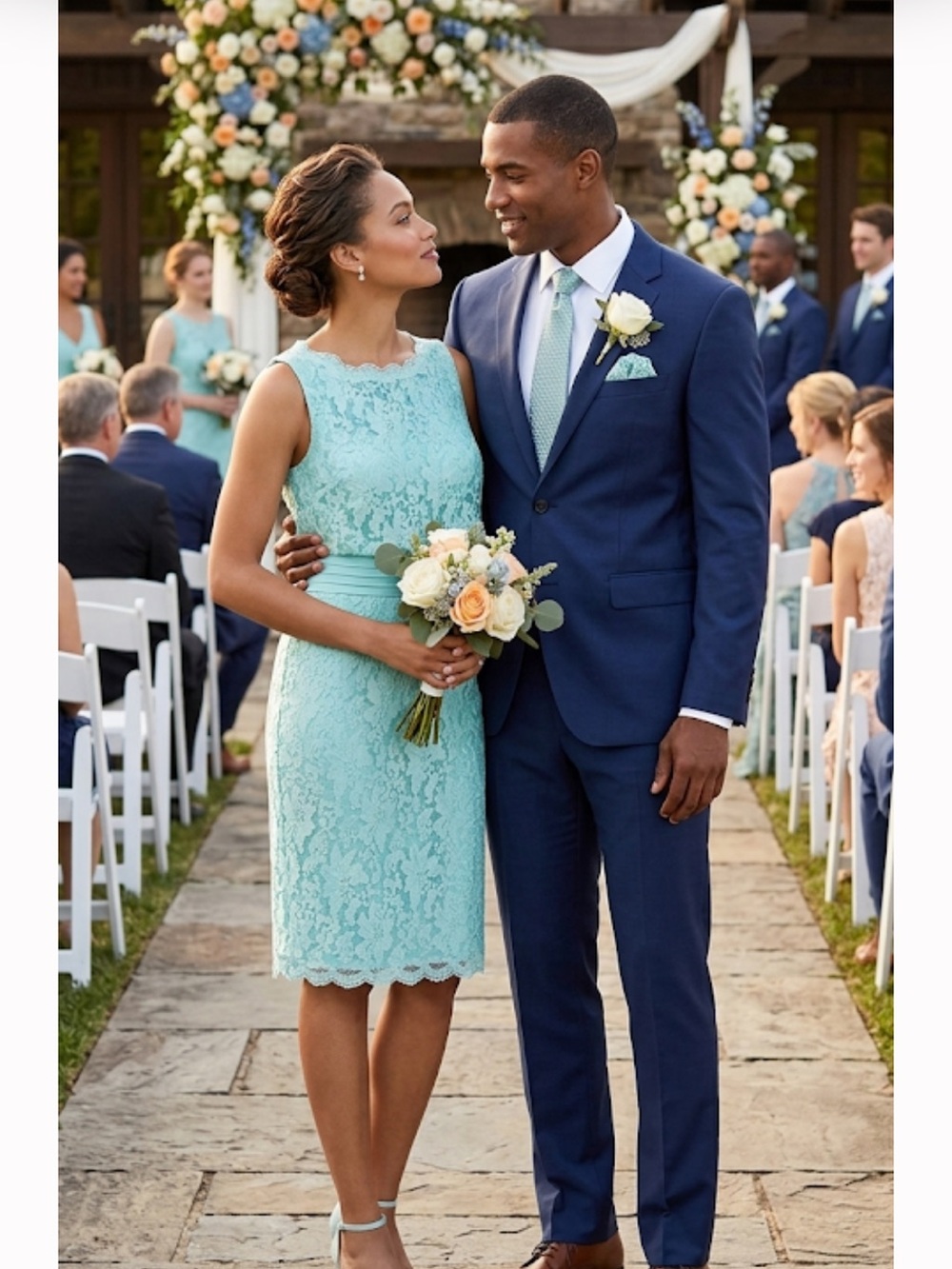 Antonio Melani Sleeveless Aqua Lace Dress Nwt ptp 19
